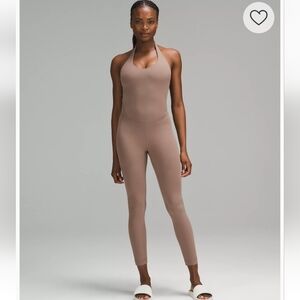 Lululemon Align Taupetastic Halter Bodysuit 25", Sz 4 org retail $148 NWT
